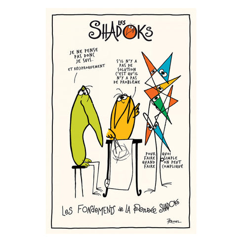 Torchon Shadoks Les fondements - Maison Vivaraise Winkler - 48x72 cm coton fabriqué en France