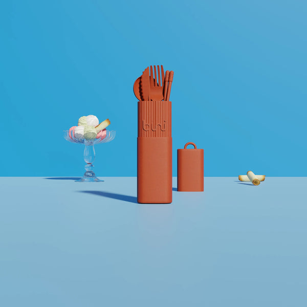 Le Binikit Terracotta - couverts réutilisables nomades BINI, fabriqué en France, matière bio-sourcée
