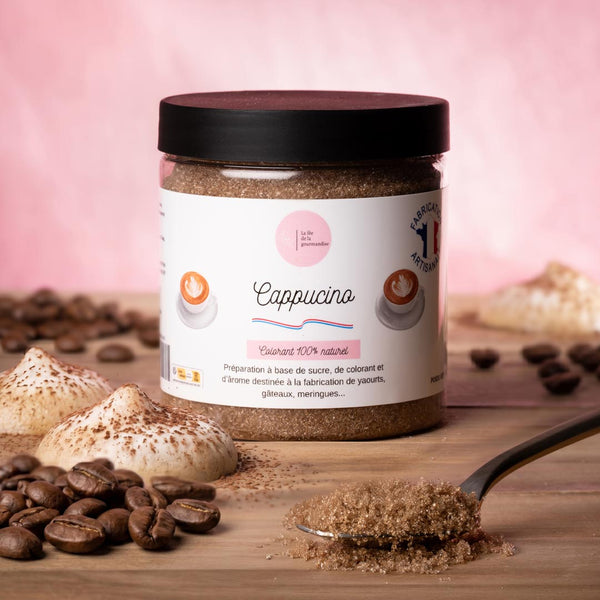 Sucre aromatisé Cappuccino La Fée de la Gourmandise - pot 250g fabriqué artisanalement à Reims, France