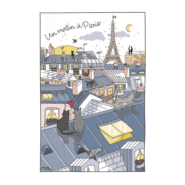 Torchon Toits de Paris - Maison Vivaraise Winkler - 48x72 cm coton fabriqué en France
