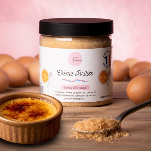 Sucre aromatisé Crème Brûlée La Fée de la Gourmandise - pot 250g fabriqué artisanalement à Reims, France