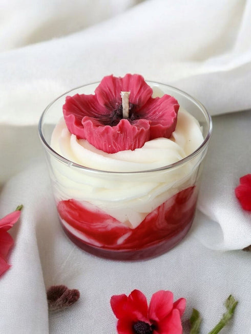 Bougie parfumée Coquelicot Les Senteurs de Maly - cire de soja végétale 180g, parfum de Grasse, fabriquée en France