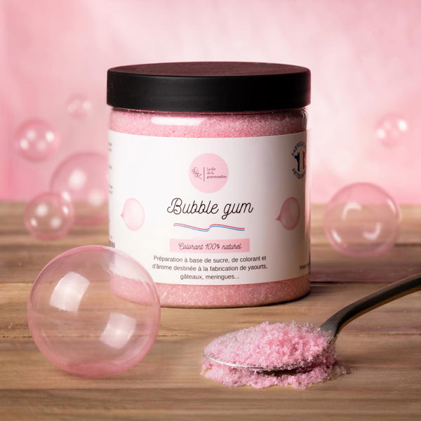 Sucre aromatisé Bubble Gum La Fée de la Gourmandise - pot 250g fabriqué artisanalement à Reims, France