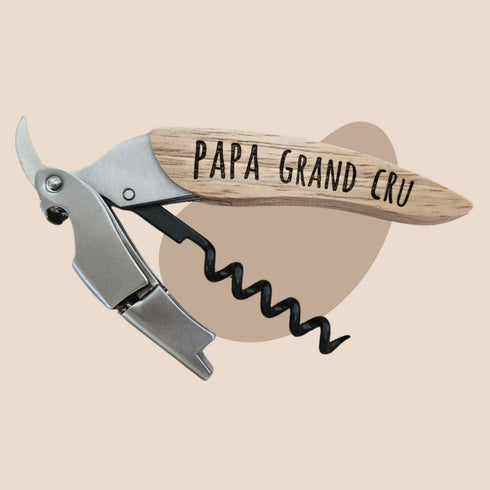 Tire-bouchon limonadier gravé Papa grand cru - Chti Bouchons - Picardie