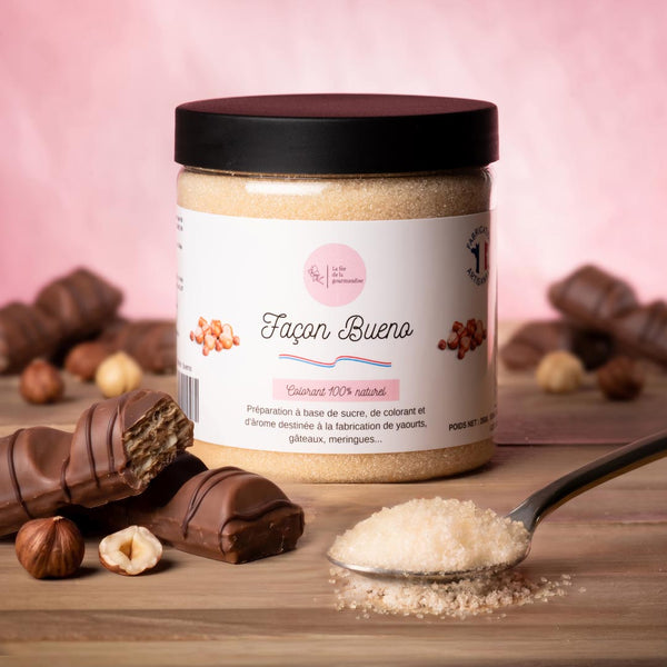 Sucre aromatisé Façon Bueno La Fée de la Gourmandise - pot 250g fabriqué artisanalement à Reims, France