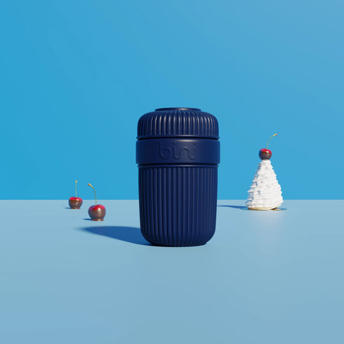 Le Binimug Bleu foncé - mug réutilisable nomade BINI 350ml, polymère biosourcé, fabriqué en France
