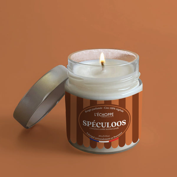 Bougie parfumée Spéculoos - Cire 100% végétale 180g - L'Échoppe Buissonnière - fabriquée en France