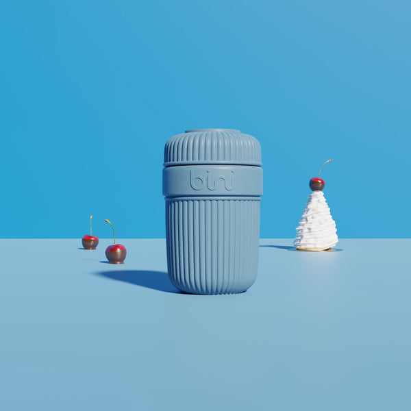 Le Binimug Bleu clair - mug réutilisable nomade BINI 350ml, polymère biosourcé, fabriqué en France