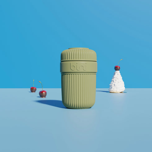 Le Binimug Vert clair - mug réutilisable nomade BINI 350ml, polymère biosourcé, fabriqué en France