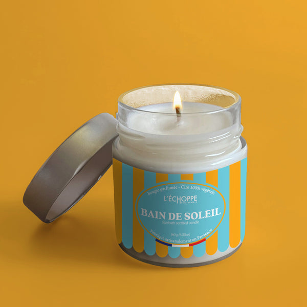 Bougie parfumée Bain de soleil - Cire 100% végétale 180g - L'Échoppe Buissonnière - fabriquée en France