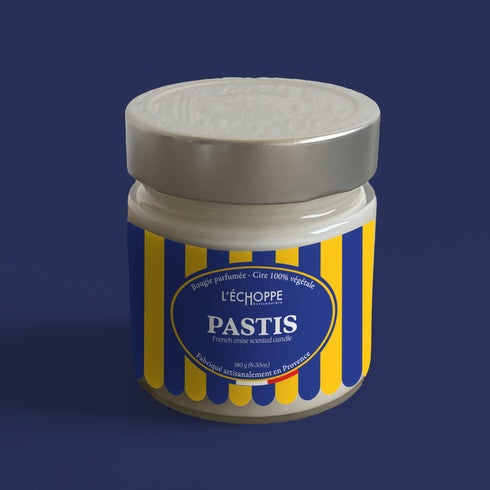 Bougie parfumée Pastis - mèche en coton et cire végétale, contenant en verre - L'Échoppe Buissonnière