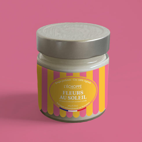Bougie parfumée Fleurs au Soleil - mèche en coton et cire végétale, contenant en verre - L'Échoppe Buissonnière