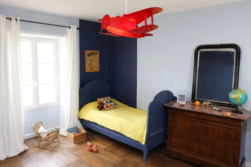 Lampe suspension enfant AVION ROUGE - J'achète français