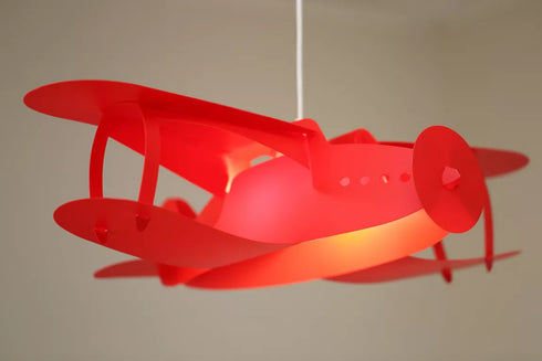 Lampe suspension enfant AVION ROUGE - J'achète français