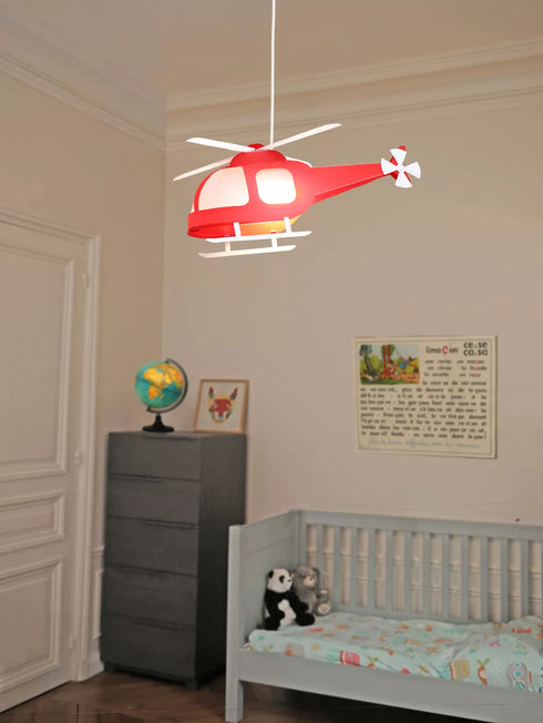 Lampe suspension enfant HELICOPTERE ROUGE - J'achète français
