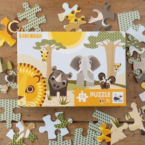 Puzzle SAVANNAH 70 pièces pour enfants - Éco-conçus - Fabriqués en France. - J'achète français
