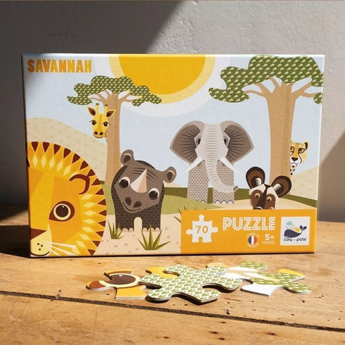 Puzzle SAVANNAH 70 pièces pour enfants - Éco-conçus - Fabriqués en France. - J'achète français
