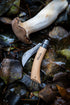 Couteau à champignons Opinel posé sur des feuilles en automne