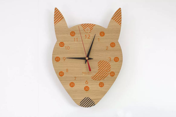 Horloge pédagogique - Renard - En bois de chên - J'achète français