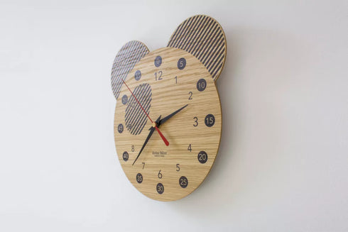 Horloge pédagogique - Panda - en bois de Chêne - J'achète français