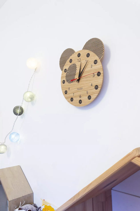 Horloge pédagogique - Panda - en bois de Chêne - J'achète français