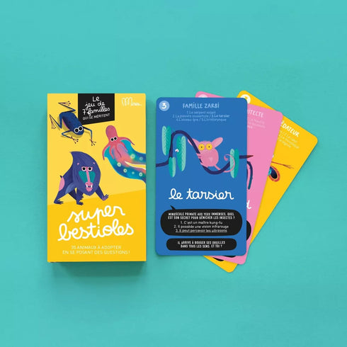 SUPER BESTIOLES - Le jeu de 7 familles qui se méritent ! 35 animaux à adopter en se posant des questions ! - J'achète français