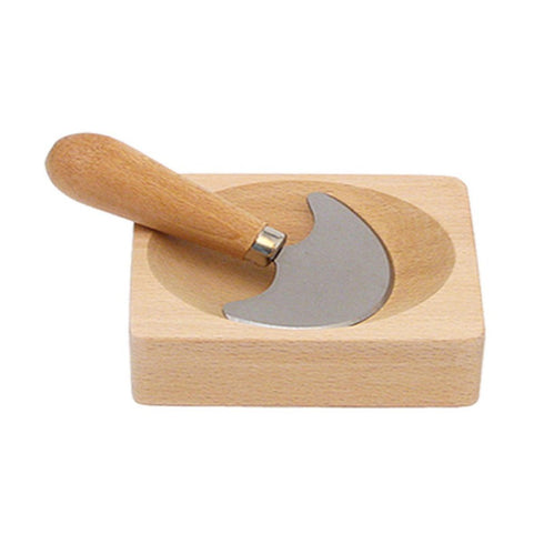 Bol à persillade carré 13×13 cm en hêtre + mini hachoir - Roger Orfèvre