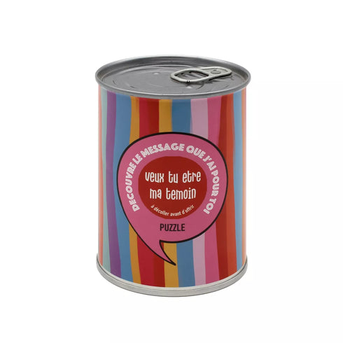 Puzzle surprise “Veux-tu être ma témoin ?” – Demande originale en boîte de conserve - J'achète français