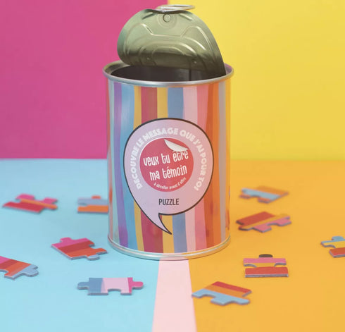 Puzzle surprise “Veux-tu être ma témoin ?” – Demande originale en boîte de conserve - J'achète français