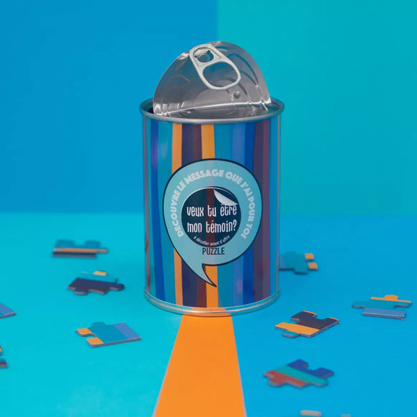 Puzzle surprise “Veux-tu être mon témoin ?” – Demande originale en boîte de conserve - J'achète français