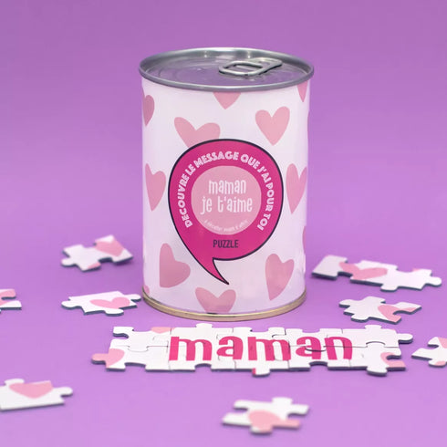 Puzzle surprise “Maman, je t’aime” – Message plein d’amour en boîte de conserve - J'achète français
