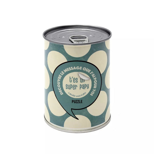Puzzle surprise “T’es un super papy” – Message affectueux en boîte de conserve - J'achète français