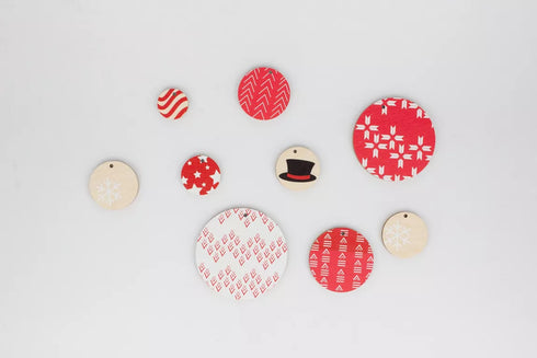 Boules de Noël plates en bois de bouleau - Bonhomme de Neige - J'achète français