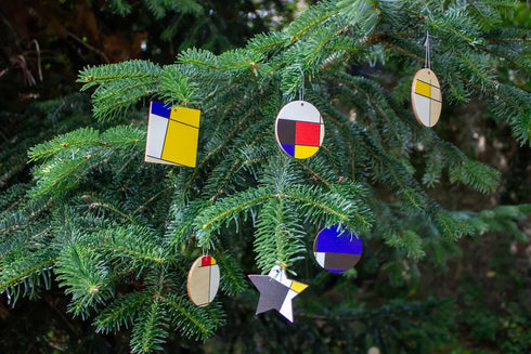 Noël en Formes- Boules de Noël plates en bois de bouleau - J'achète français