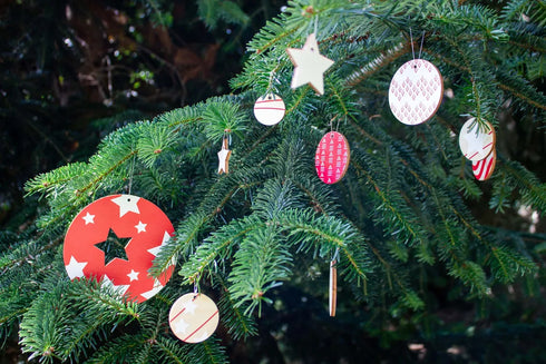Boules de Noël plates en bois de bouleau - J'achète français
