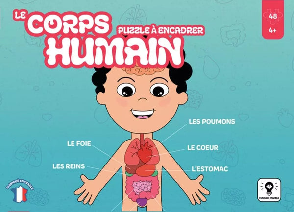 🧠 Puzzle Corps Humain 48 pièces – Dès 4 ans – Fabriqué en France - J'achète français