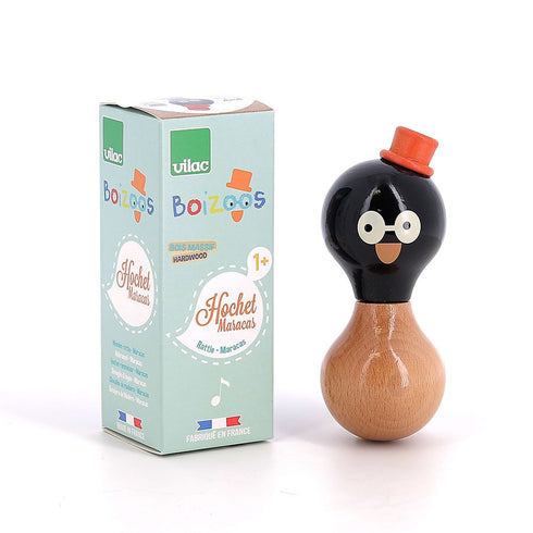 Hochet en bois Boizoos, René le pingouin - Vilac, fabriqué en France