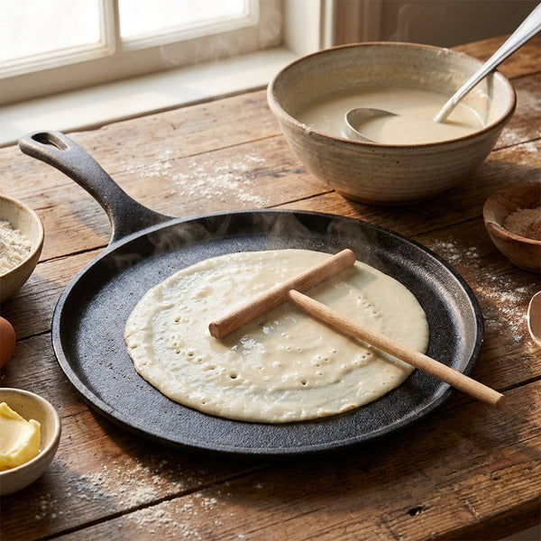 Râteau à crêpes rond en situation