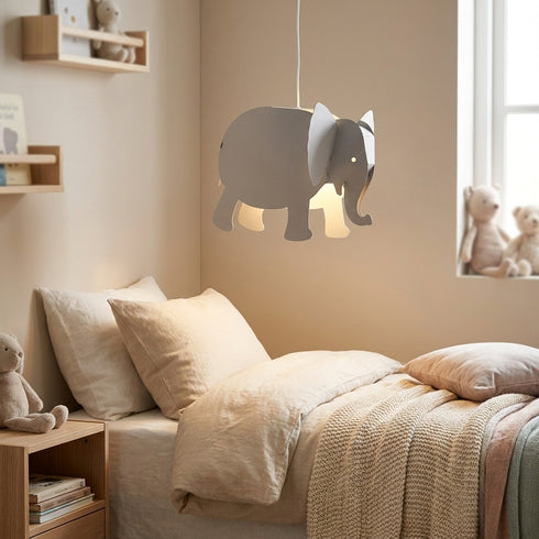 Lampe suspension enfant ELEPHANT GRIS en situation