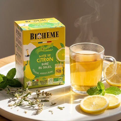 Infusion Citron doré au soleil Bio – Biohème (20 sachets) en situation