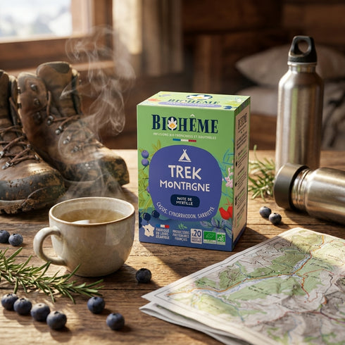 Infusion Trek montagne Bio – Biohème (20 sachets) en situation
