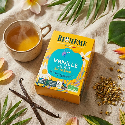 Infusion Vanille des îles au trésor Bio – Biohème (20 sachets) en situation