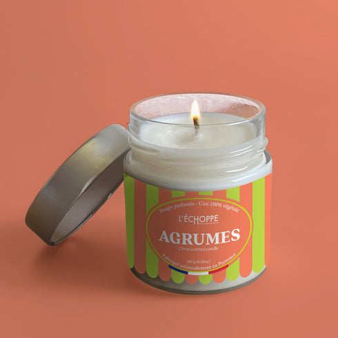 Bougie parfumée Agrumes - Cire 100% végétale 180g - L'Échoppe Buissonnière - fabriquée en France