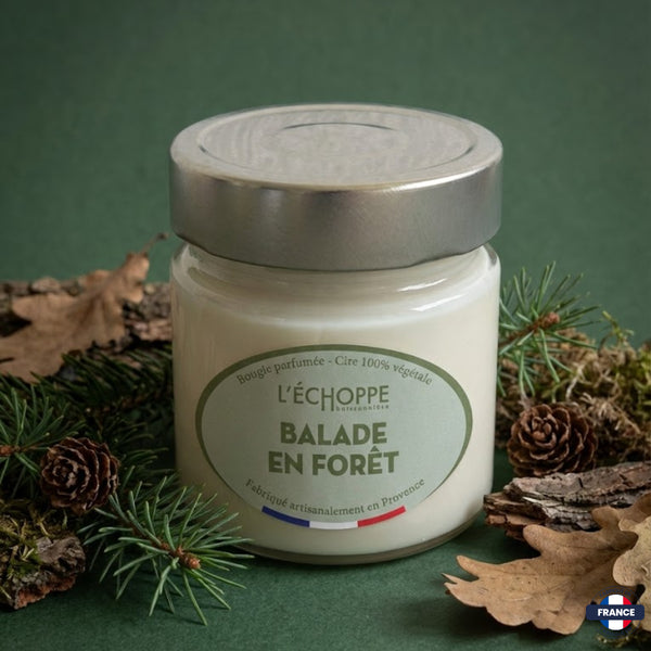 Bougie parfumée Balade en forêt - Cire 100% végétale - J'achète français - L'échoppe Buissonnière