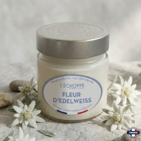 Bougie parfumée Fleur d'edelweiss - Cire 100% végétale - J'achète français - L'échoppe Buissonnière