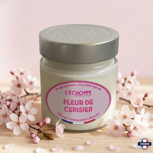 Bougie parfumée Fleur de cerisier - Cire 100% végétale - J'achète français - L'échoppe Buissonnière