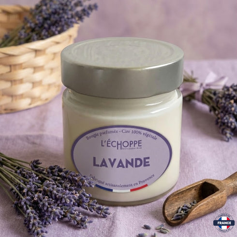 Bougie parfumée Lavande - Cire 100% végétale - J'achète français - L'échoppe Buissonnière