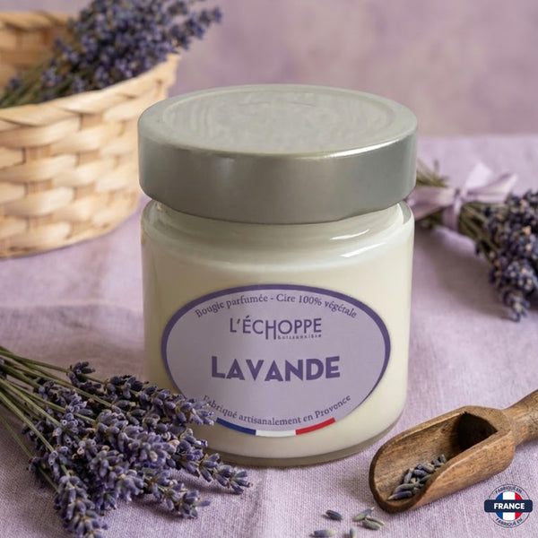 Bougie parfumée Lavande - Cire 100% végétale - J'achète français - L'échoppe Buissonnière