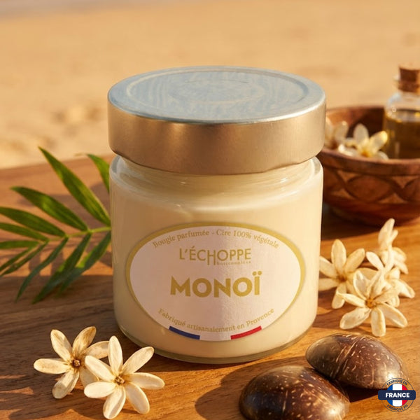 Bougie parfumée Monoï - Cire 100% végétale - J'achète français - L'échoppe Buissonnière