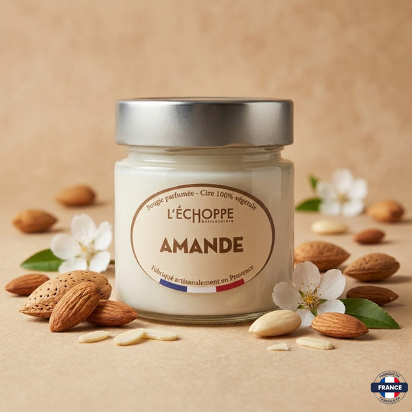 Bougie parfumée Amande - Cire 100% végétale - J'achète français - L'échoppe Buissonnière